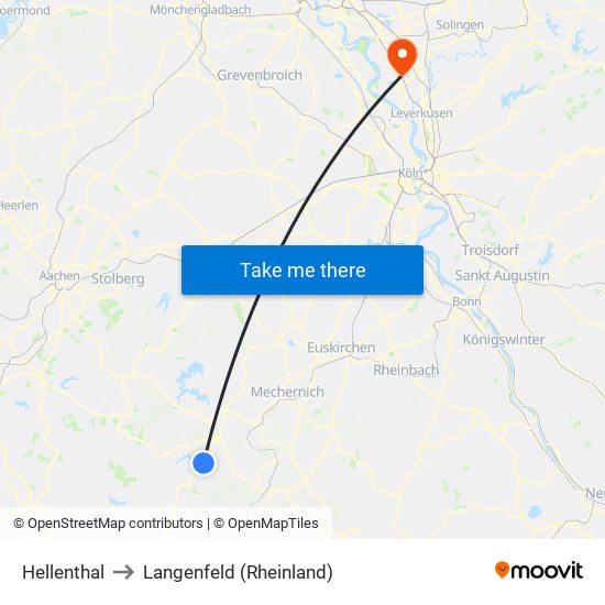 Hellenthal to Langenfeld (Rheinland) map