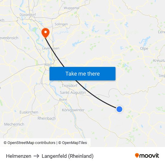 Helmenzen to Langenfeld (Rheinland) map