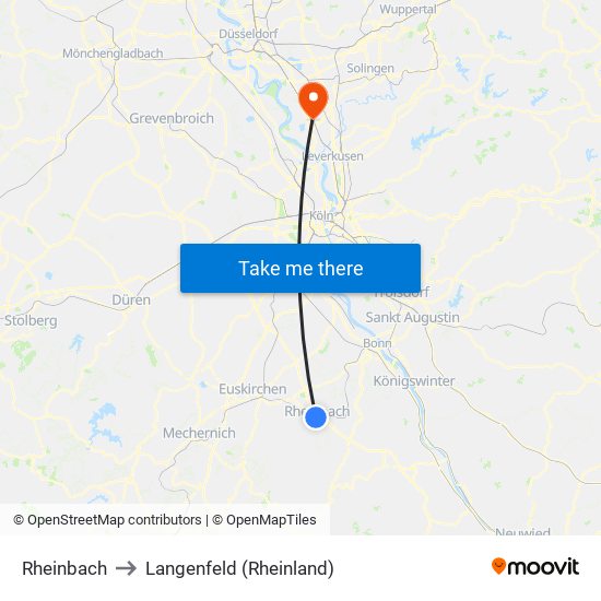 Rheinbach to Langenfeld (Rheinland) map