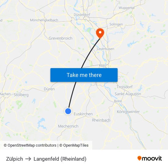 Zülpich to Langenfeld (Rheinland) map