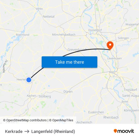 Kerkrade to Langenfeld (Rheinland) map