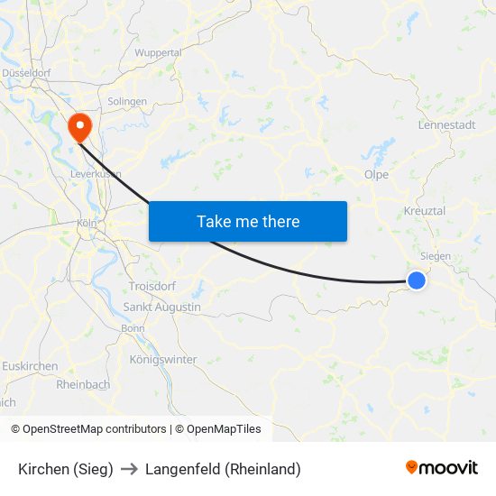 Kirchen (Sieg) to Langenfeld (Rheinland) map