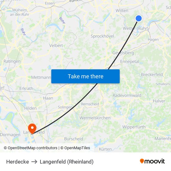 Herdecke to Langenfeld (Rheinland) map