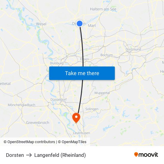 Dorsten to Langenfeld (Rheinland) map