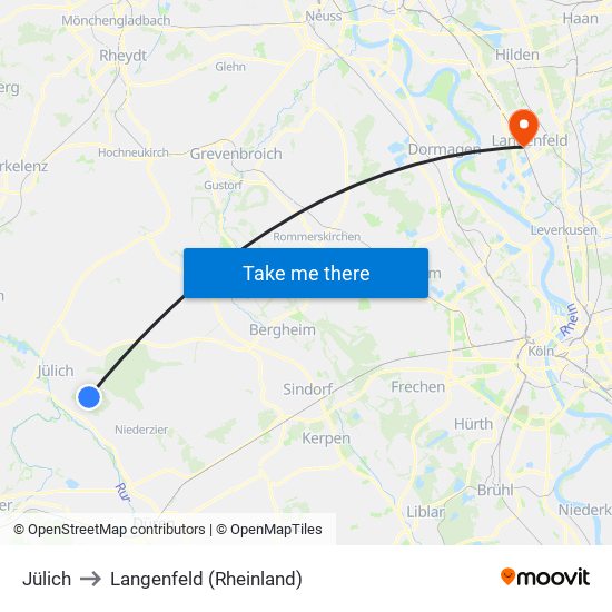 Jülich to Langenfeld (Rheinland) map