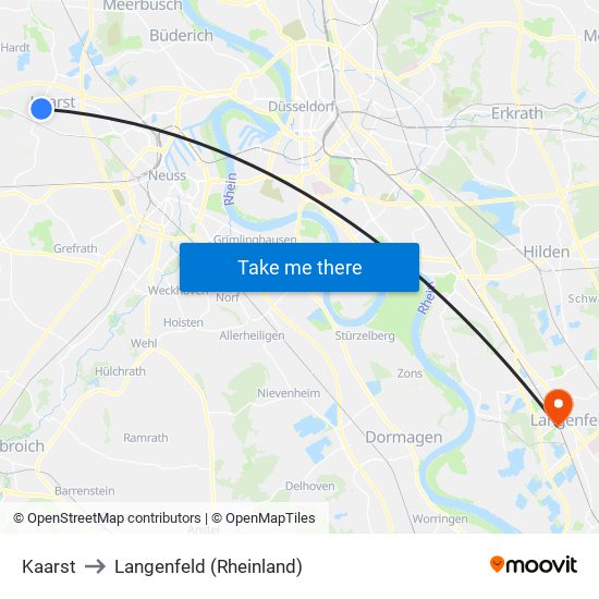 Kaarst to Langenfeld (Rheinland) map
