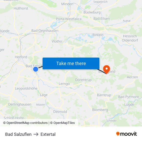 Bad Salzuflen to Extertal map