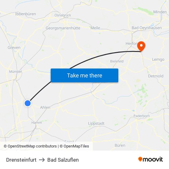 Drensteinfurt to Bad Salzuflen map