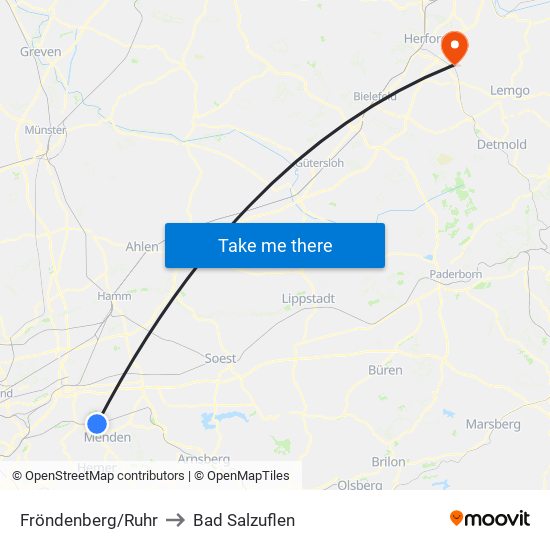 Fröndenberg/Ruhr to Bad Salzuflen map