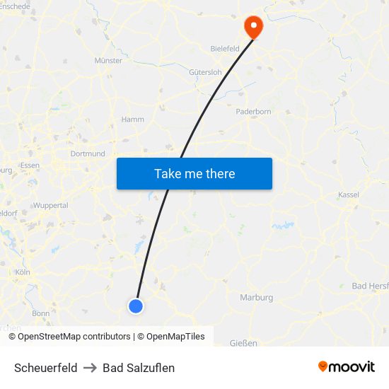 Scheuerfeld to Bad Salzuflen map