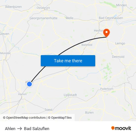 Ahlen to Bad Salzuflen map