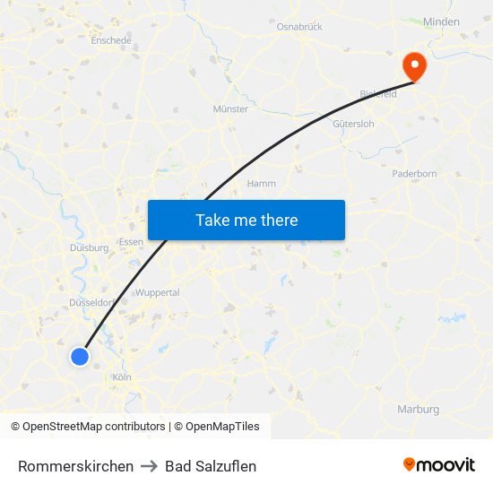 Rommerskirchen to Bad Salzuflen map