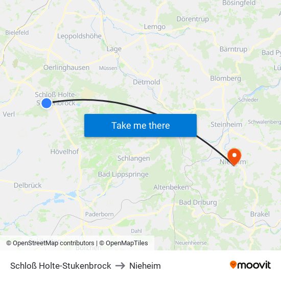 Schloß Holte-Stukenbrock to Nieheim map