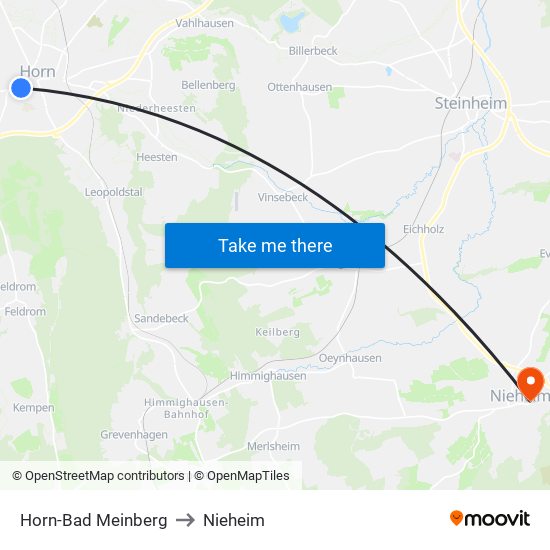 Horn-Bad Meinberg to Nieheim map