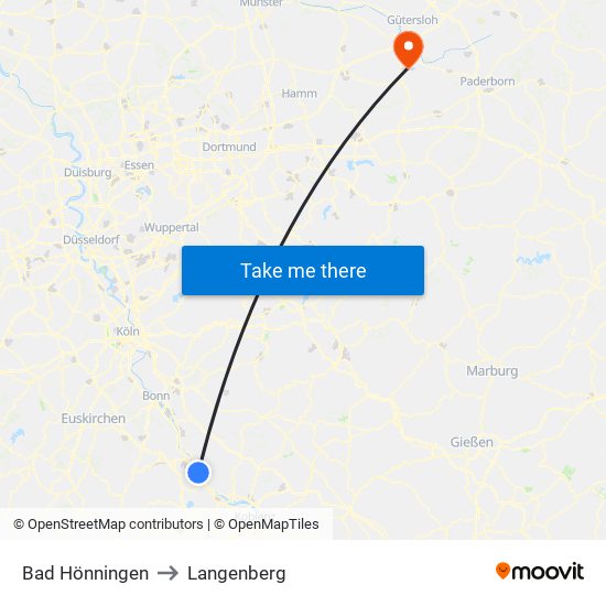 Bad Hönningen to Langenberg map