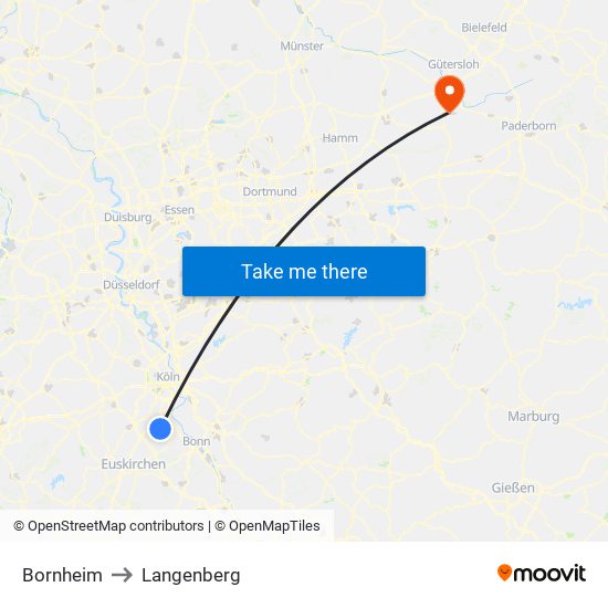 Bornheim to Langenberg map