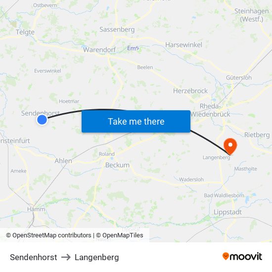 Sendenhorst to Langenberg map