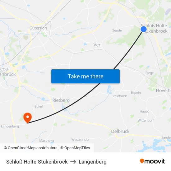 Schloß Holte-Stukenbrock to Langenberg map