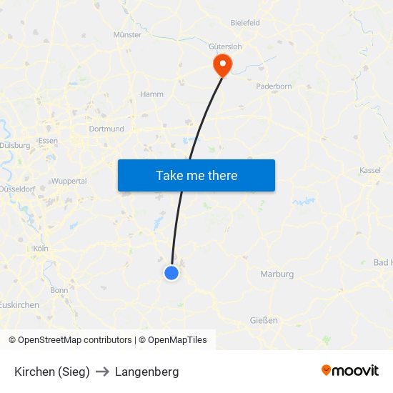 Kirchen (Sieg) to Langenberg map