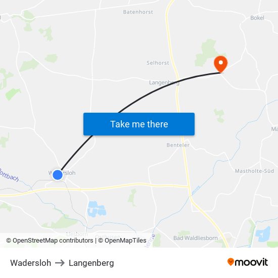 Wadersloh to Langenberg map