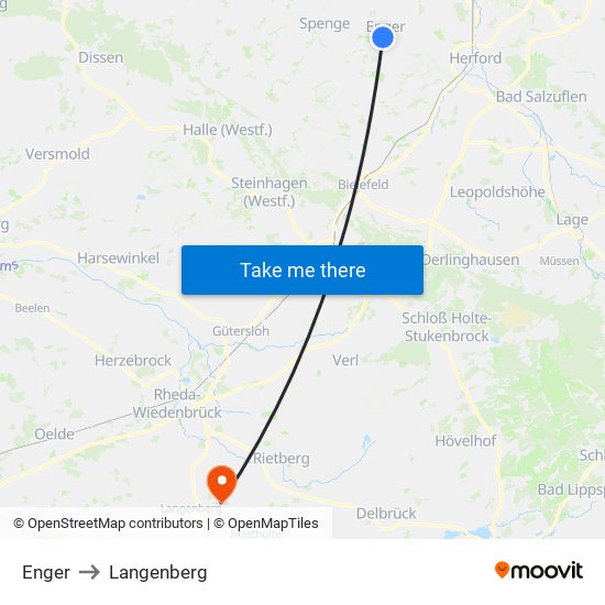 Enger to Langenberg map