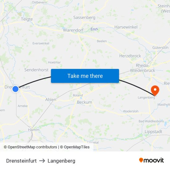 Drensteinfurt to Langenberg map