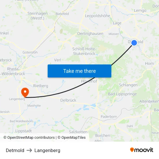 Detmold to Langenberg map