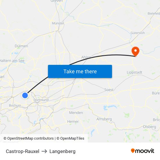 Castrop-Rauxel to Langenberg map