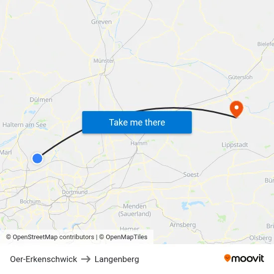 Oer-Erkenschwick to Langenberg map