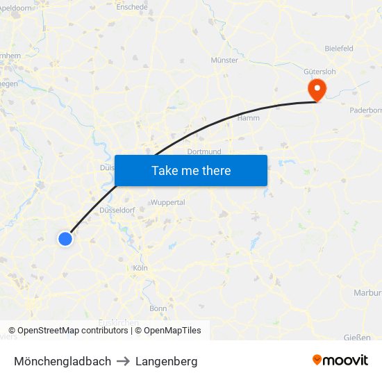 Mönchengladbach to Langenberg map