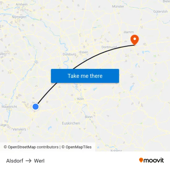 Alsdorf to Werl map