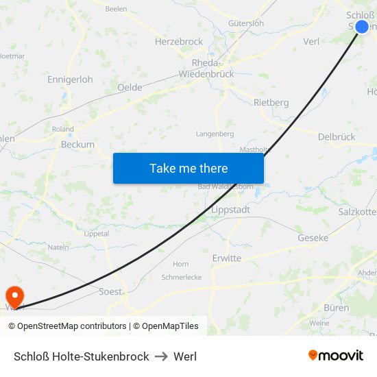 Schloß Holte-Stukenbrock to Werl map
