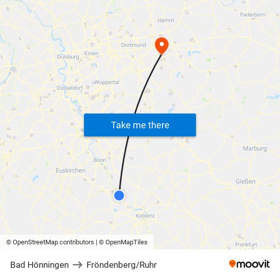 Bad Hönningen to Fröndenberg/Ruhr map