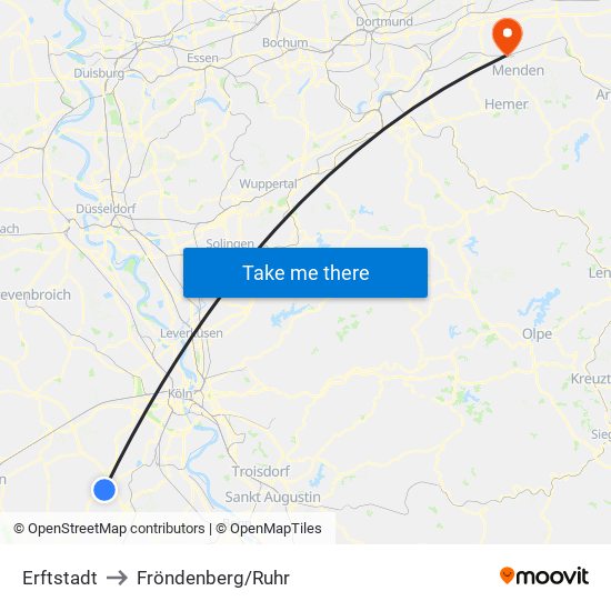 Erftstadt to Fröndenberg/Ruhr map