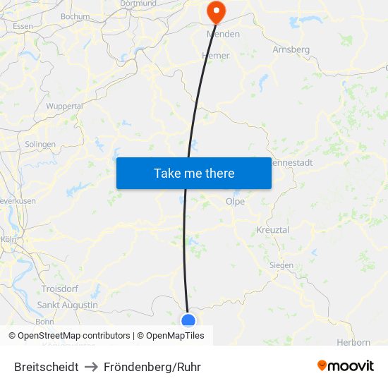 Breitscheidt to Fröndenberg/Ruhr map