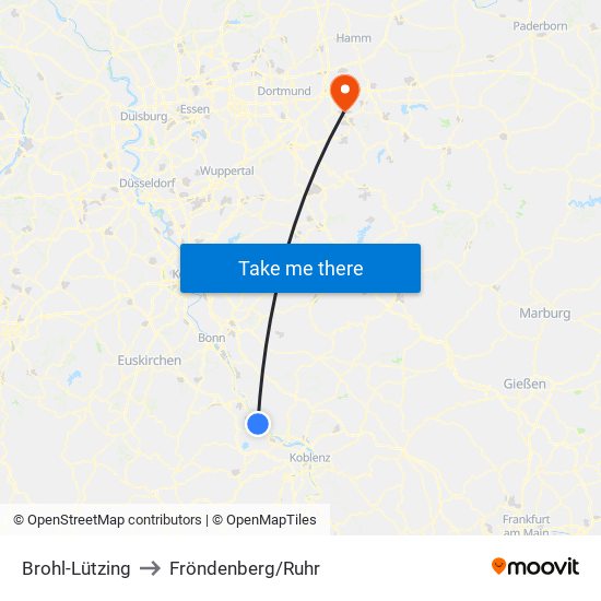 Brohl-Lützing to Fröndenberg/Ruhr map