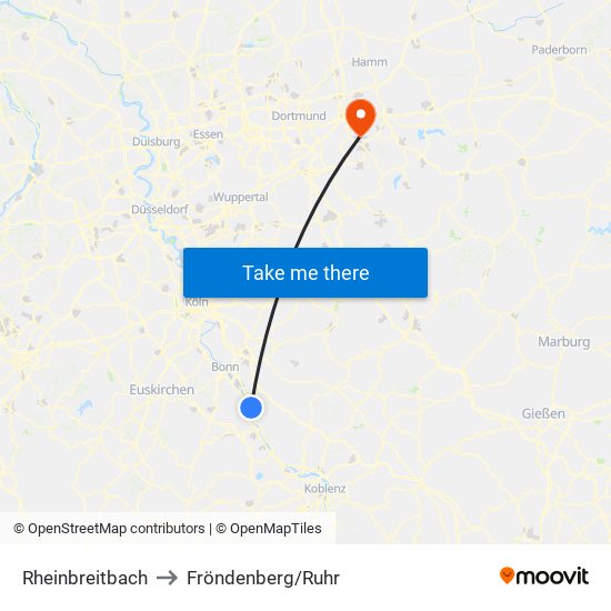 Rheinbreitbach to Fröndenberg/Ruhr map