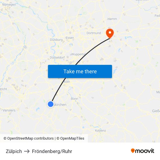 Zülpich to Fröndenberg/Ruhr map