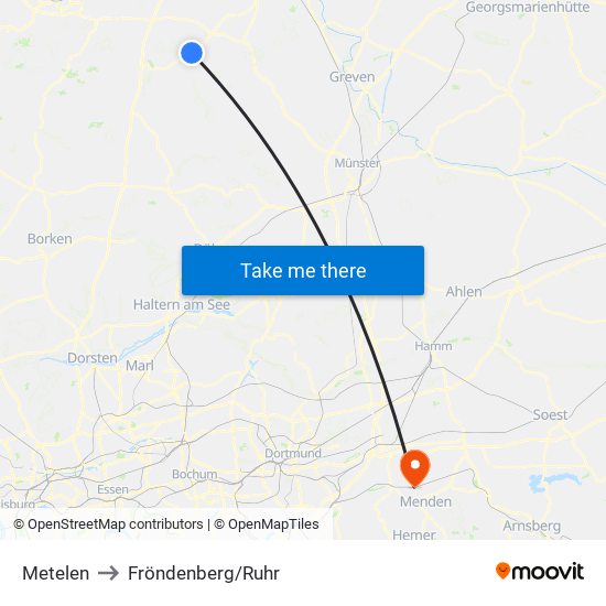 Metelen to Fröndenberg/Ruhr map