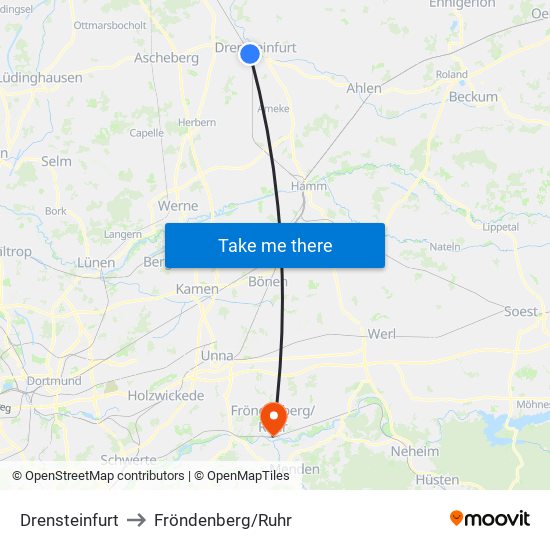 Drensteinfurt to Fröndenberg/Ruhr map