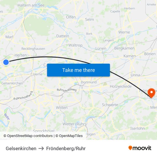 Gelsenkirchen to Fröndenberg/Ruhr map