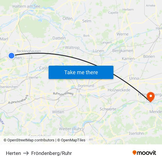 Herten to Fröndenberg/Ruhr map