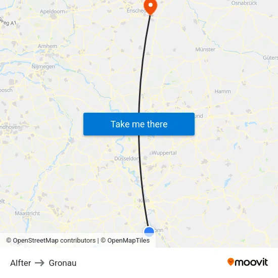 Alfter to Gronau map