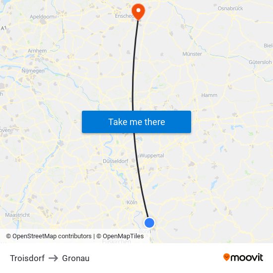 Troisdorf to Gronau map