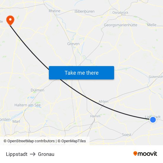 Lippstadt to Gronau map