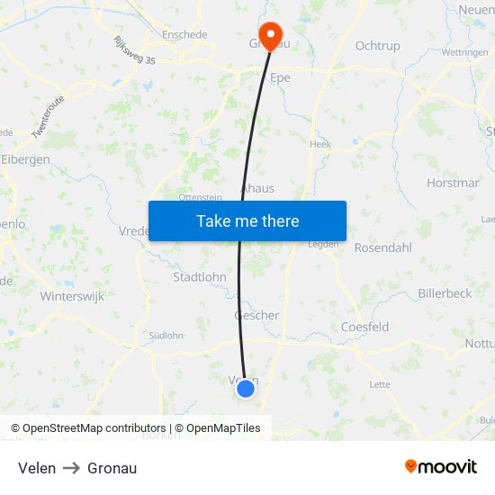 Velen to Gronau map