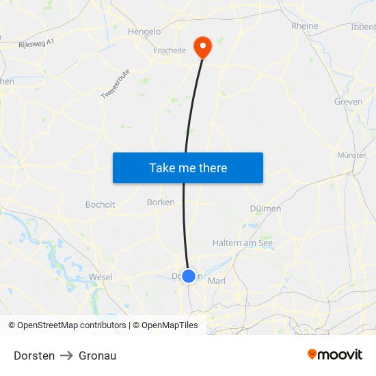 Dorsten to Gronau map