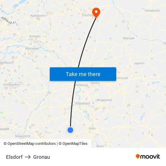 Elsdorf to Gronau map