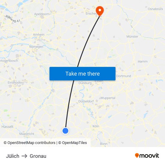 Jülich to Gronau map