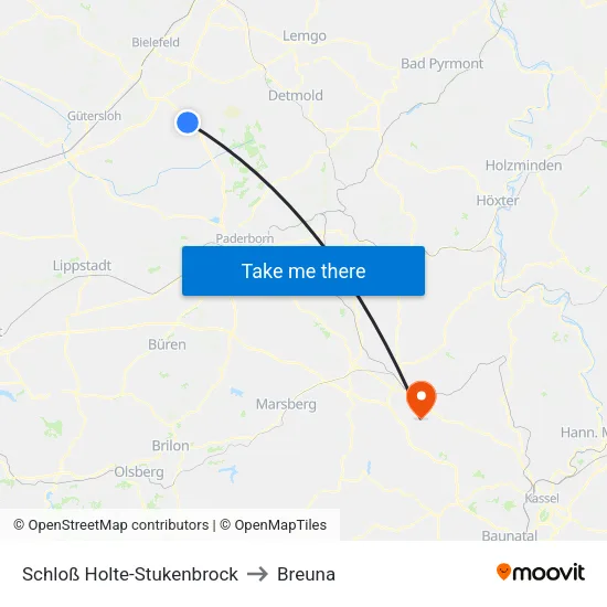 Schloß Holte-Stukenbrock to Breuna map